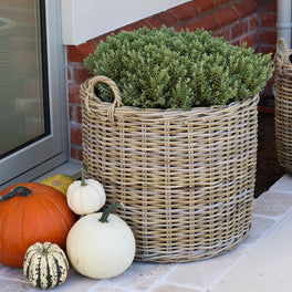Round Rattan Planter With Handles