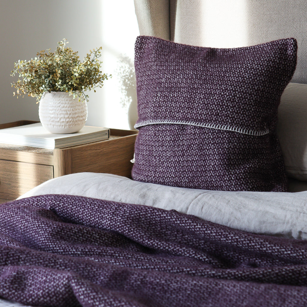 Extra Large Plum Woven Wool Throw Marquis Dawe