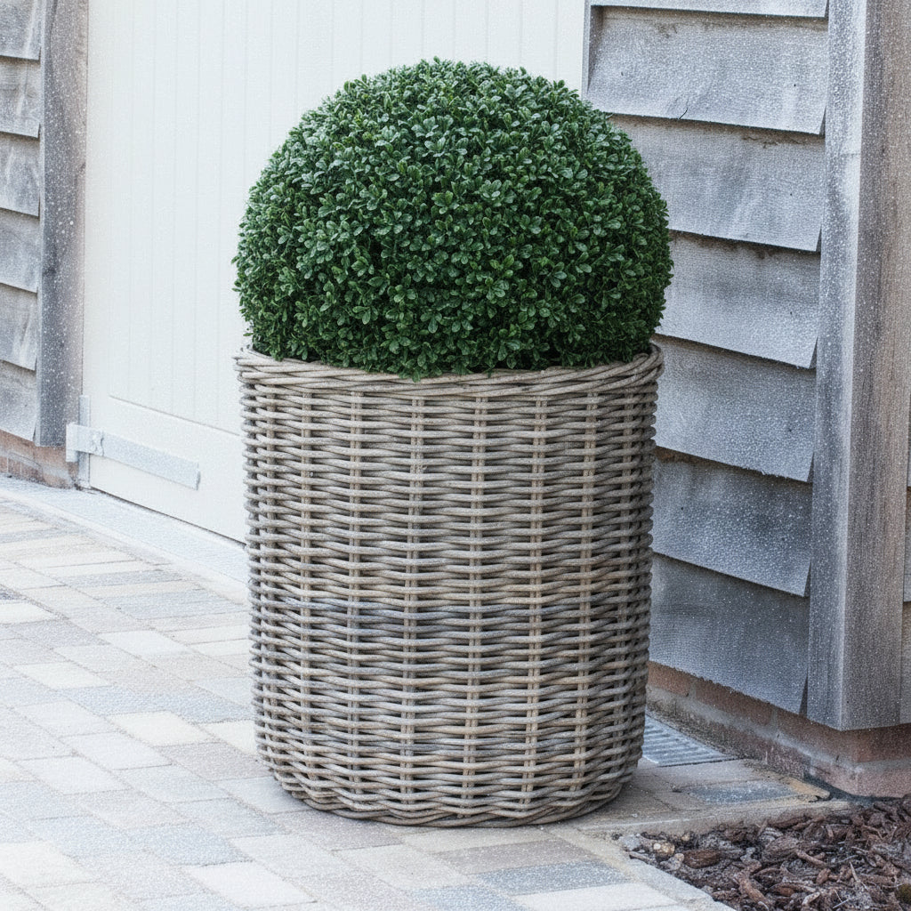 Extra Large Round Rattan Planter With Curved Base - Marquis & Dawe
