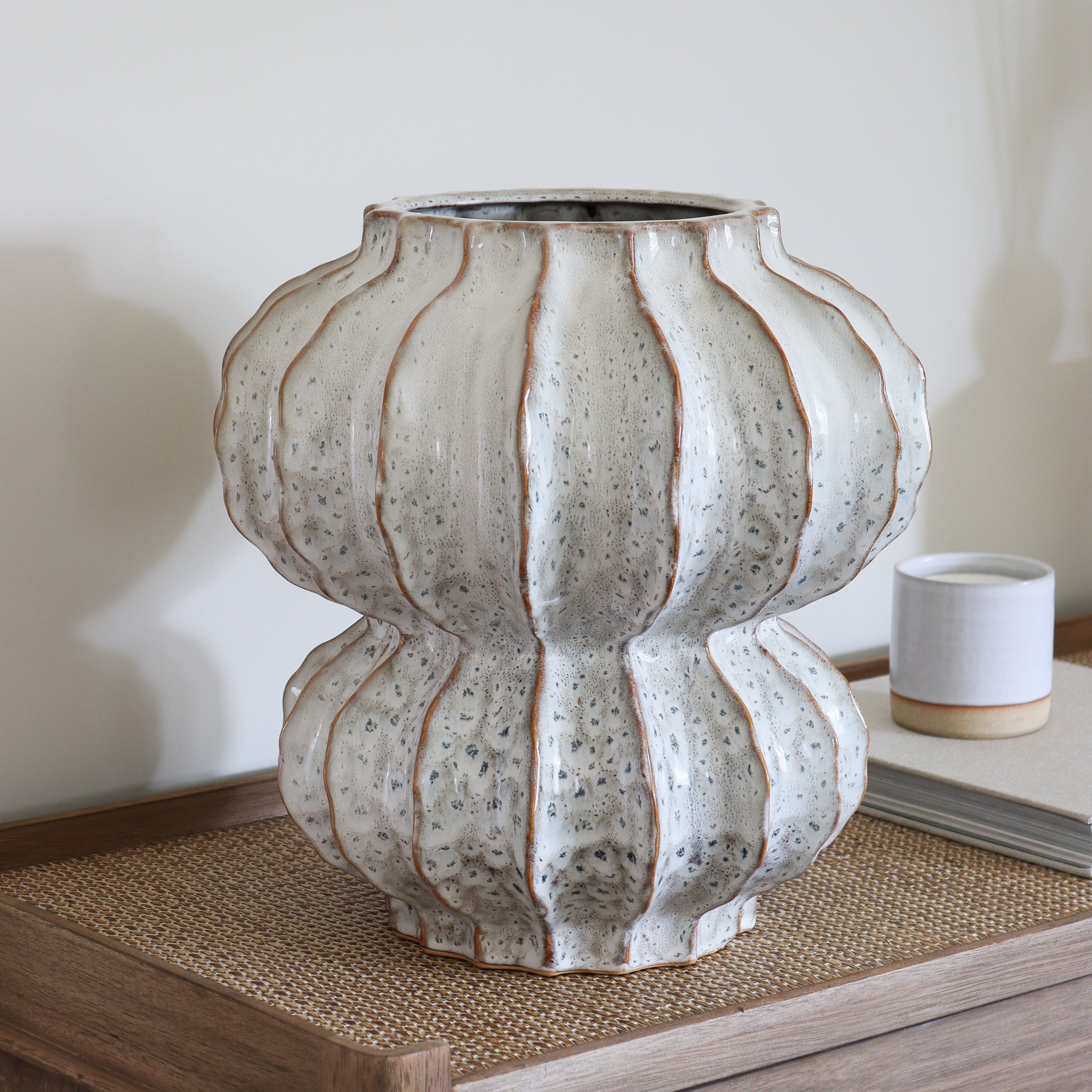 Extra Large Ribbed Ceramic Vase - Marquis & Dawe