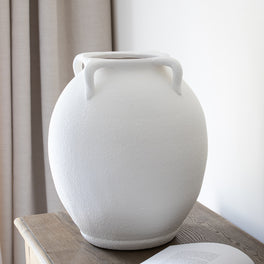 Slight Second Extra Large Round White Vase With Handles