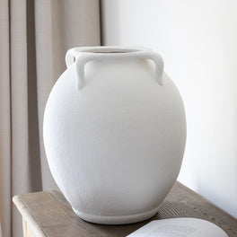 Extra Large Round White Vase With Handles