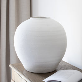 Extra Large Round White Vase