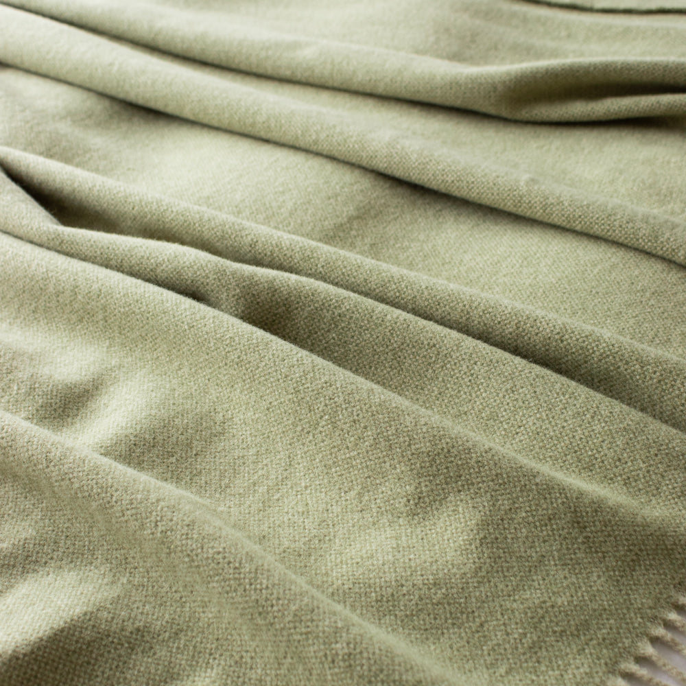 Extra Large Sage Green Lambswool Throw - Marquis & Dawe
