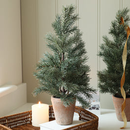 Faux Christmas Tree in Terracotta Pot