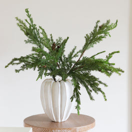 Faux Fir Stem With Mini Pinecones