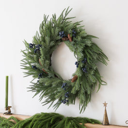Faux Juniper Berry and Pinecone Christmas Wreath