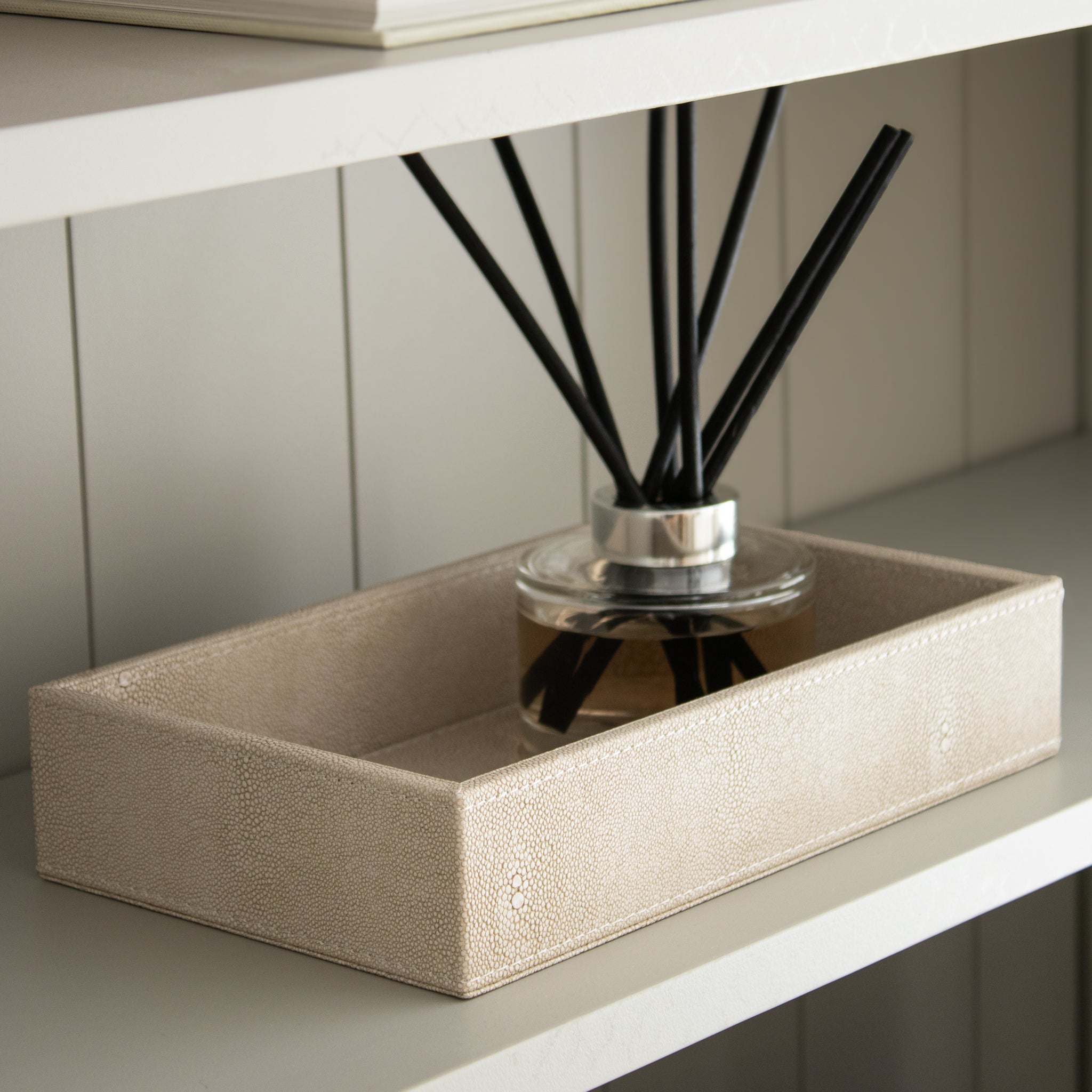 Faux Shagreen Ivory Rectangle Tray - Marquis & Dawe