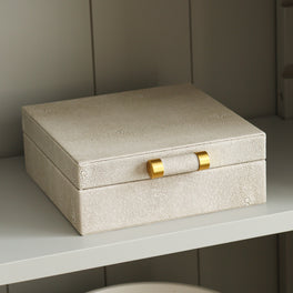 Faux Shagreen Ivory Storage Box