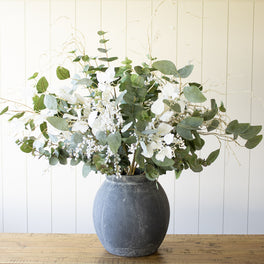 Grande Faux White and Green Eucalyptus Arrangement With Willow