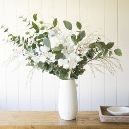 Faux White and Green Eucalyptus Arrangement With Willow