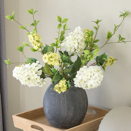 Faux White and Green Floral Arrangement