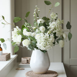 Faux White Hydrangea and Floral Arrangement