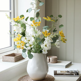 Faux Yellow And White Floral Arrangement