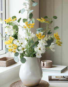Faux Yellow And White Floral Arrangement