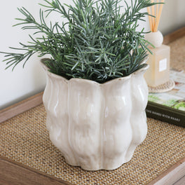 Beige Petal Shaped Plant Pot