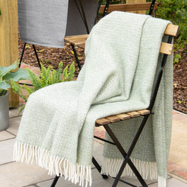 Green and Grey Woven Wool Throw