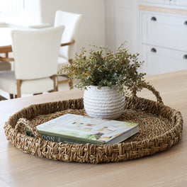 Large Braided Seagrass Round Tray
