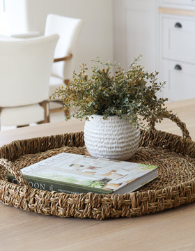 Large Braided Seagrass Round Tray