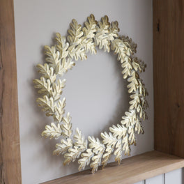 Large Gold Metal Oak Leaf Wreath