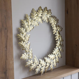 Large Gold Metal Oak Leaf Wreath