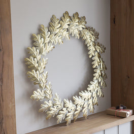 Large Gold Metal Oak Leaf Wreath