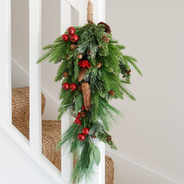 Large Red Berry and Pine Swag Wreath