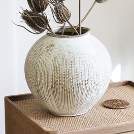 Large Round Textured Dotted Vase