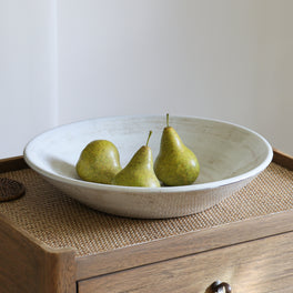 Large Rustic White Decorative Bowl