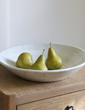 Large Rustic White Decorative Bowl