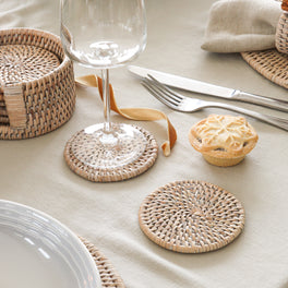 Marbury Round Rattan Coasters - Set of 6