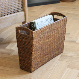 Marbury Brown Rattan Magazine Basket