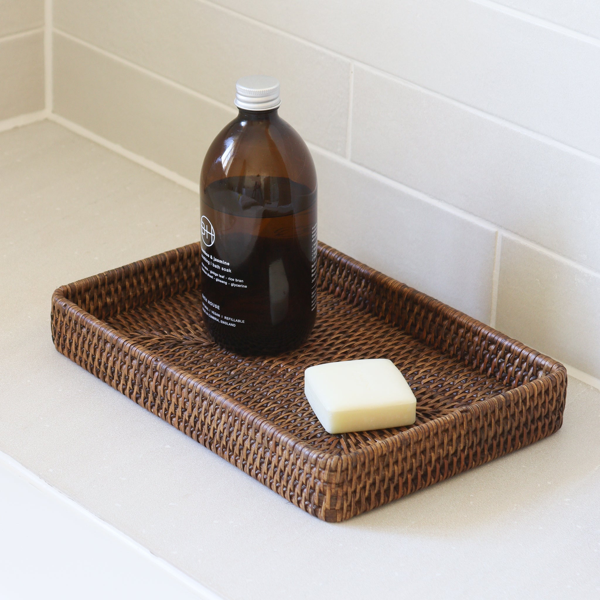 Marbury Brown Rectangular Rattan Decorative Tray - Marquis & Dawe