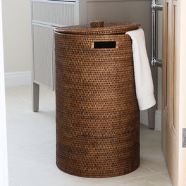 Marbury Brown Round Rattan Laundry Basket