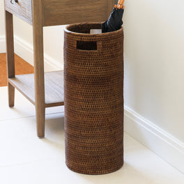 Marbury Brown Round Rattan Umbrella Basket