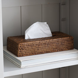 Marbury Brown Rattan Shallow Rectangle Tissue Box Cover