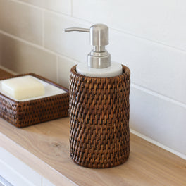 Marbury Brown Rattan Soap Dispenser