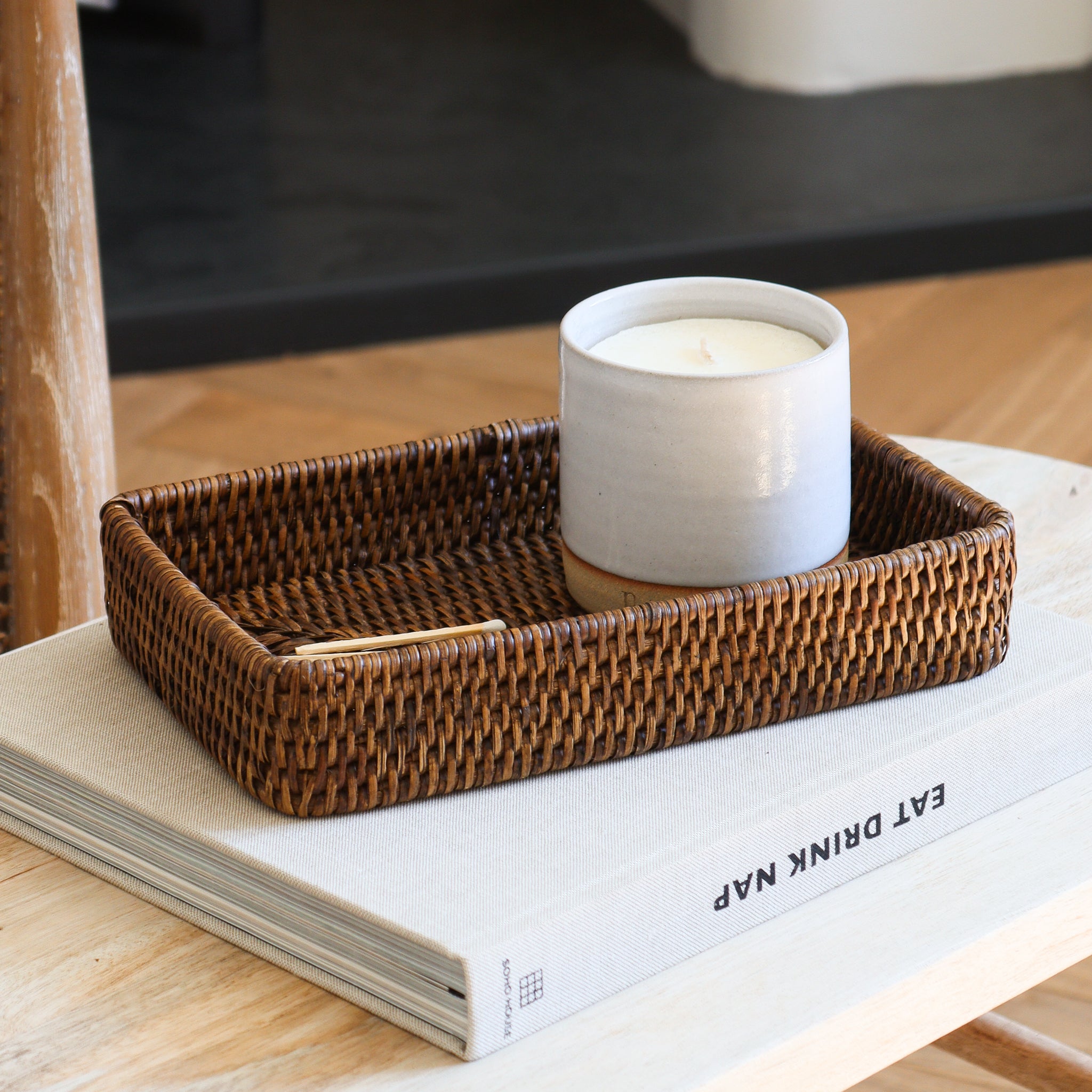 Marbury Brown Rectangular Rattan Decorative Tray - Marquis & Dawe