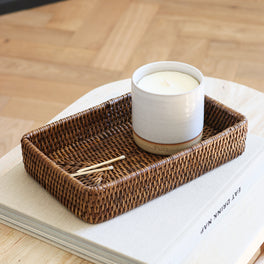 Marbury Brown Rectangular Rattan Decorative Tray