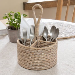 Slight Second Marbury Round Rattan Cutlery Basket