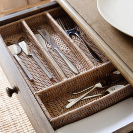 Slight Second Marbury Rattan Cutlery Storage Organiser