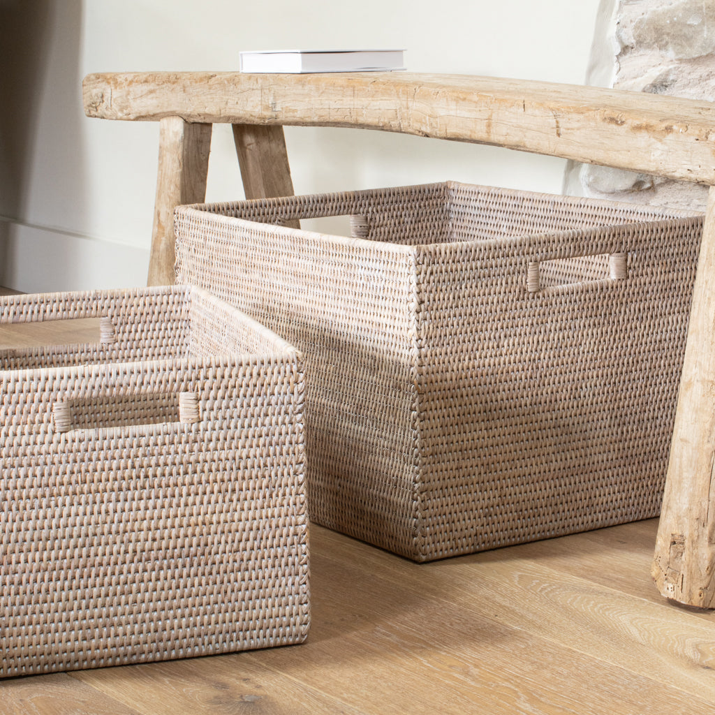 Marbury Rectangle Rattan Storage Basket - Marquis & Dawe