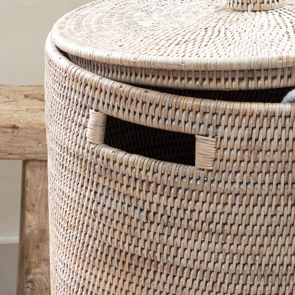 Marbury Round Rattan Laundry Basket - Marquis & Dawe