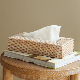 Marbury Shallow Rectangle Rattan Tissue Box Cover