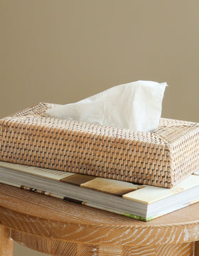 Marbury Shallow Rectangle Rattan Tissue Box Cover