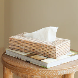 Slight Second Marbury Shallow Rectangle Rattan Tissue Box Cover