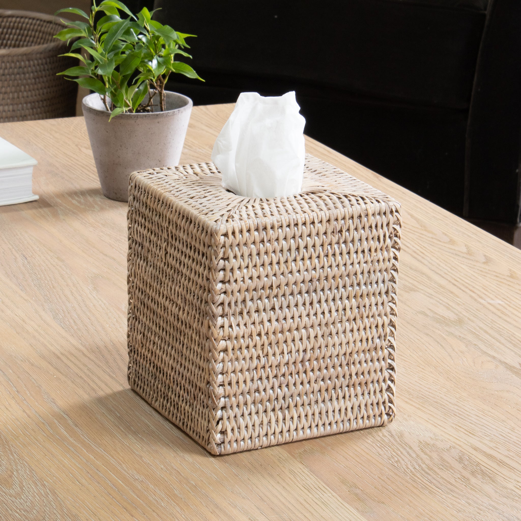 Marbury Square Rattan Tissue Box Cover