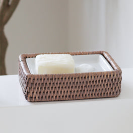 Marbury Taupe Rattan Soap Dish