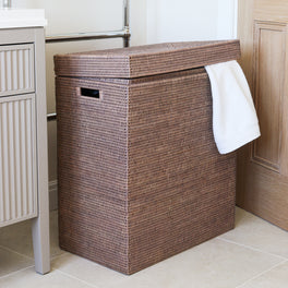 Marbury Taupe Rectangular Rattan Laundry Basket