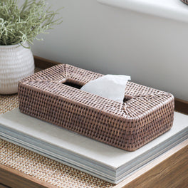 Marbury Taupe Rectangle Rattan Tissue Box Cover